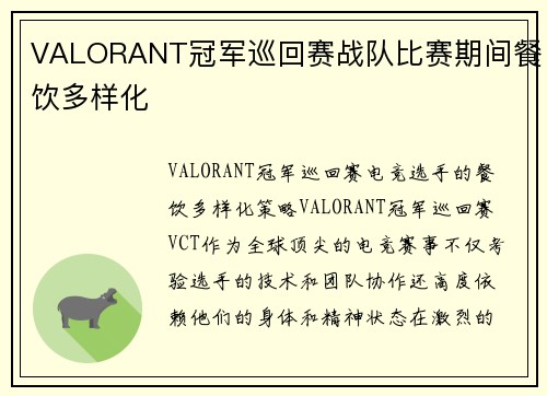 VALORANT冠军巡回赛战队比赛期间餐饮多样化