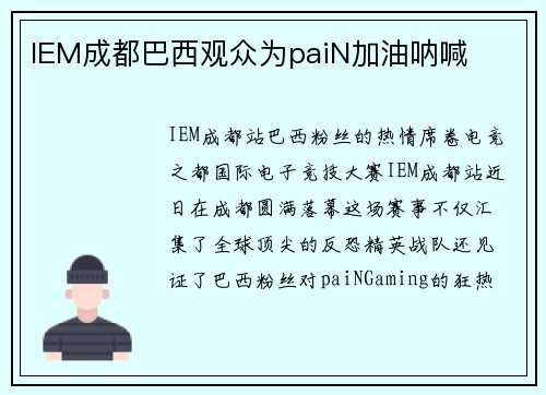 IEM成都巴西观众为paiN加油呐喊